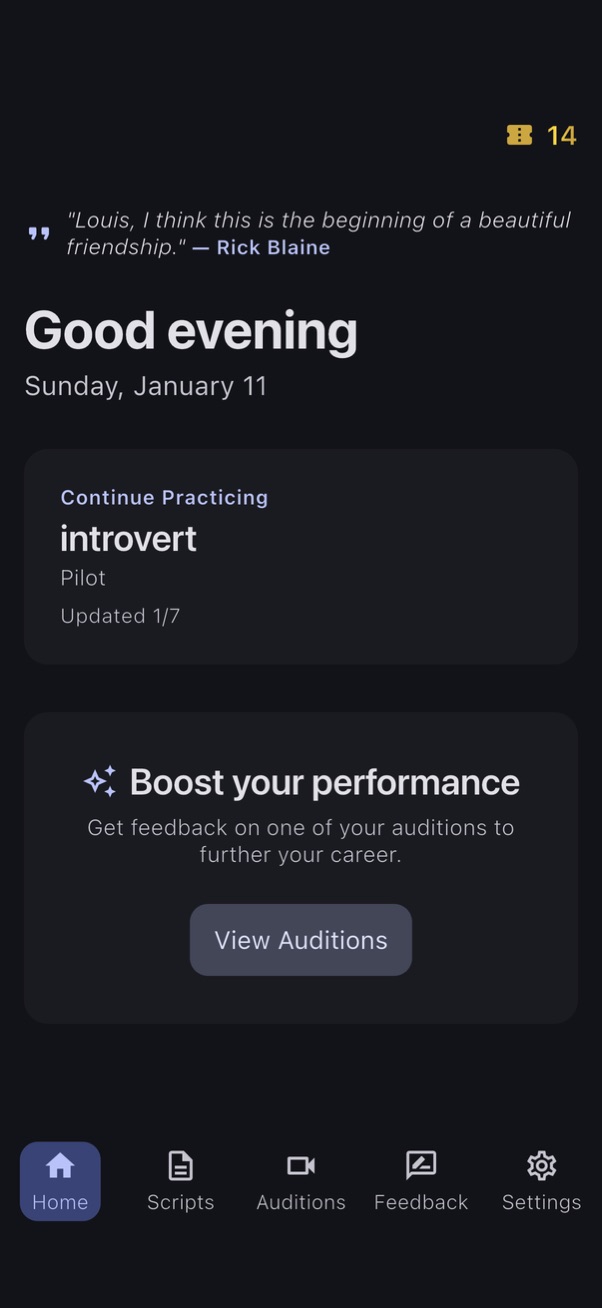 Aidition home screen